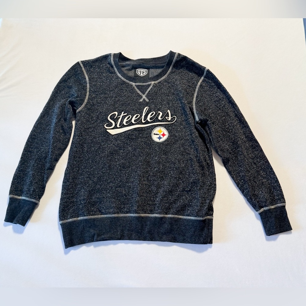 Pittsburgh Steelers NFL Sweatshirt Womens Large L Charcoal Gray Contrast OTS